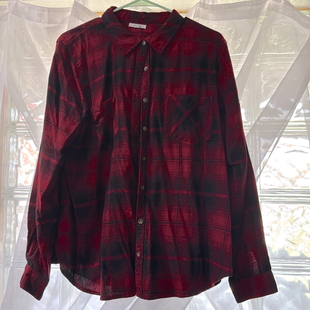 Red plaid button down super soft!
